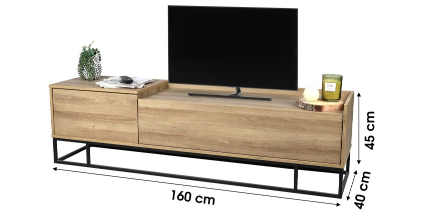 Meuble TV style design avec une porte et un tiroir - dimensions 160x40xH45cm