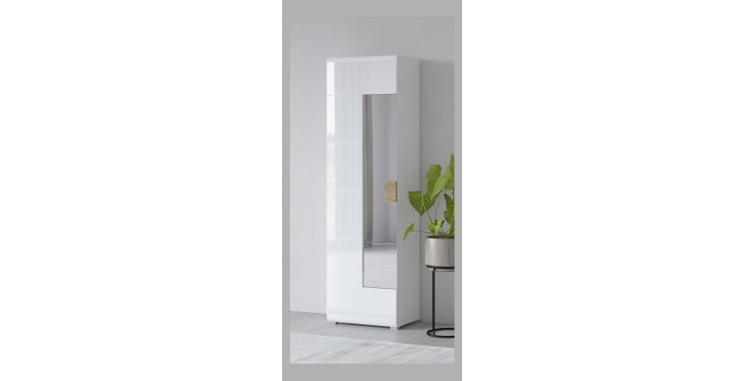 Armoire à chaussures design avec miroir collection OHIO, coloris blanc et chêne