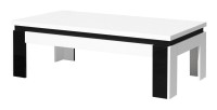 Table basse LINA blanche et noire brillante – 125 x 42 x 65 cm