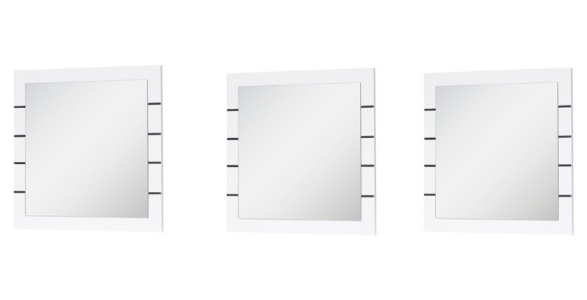 Lot de 3 miroirs carré LINA blanc et noir brillant – 60 cm