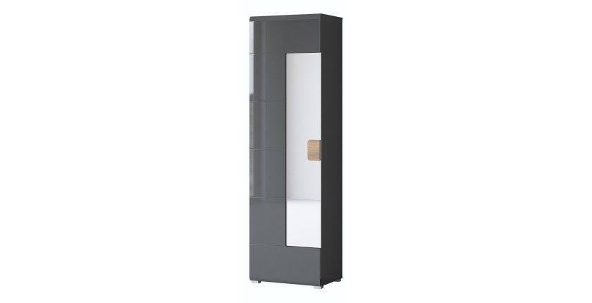 Armoire à chaussures design avec miroir collection OHIO, coloris gris anthracite et chêne