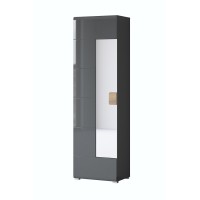 Armoire à chaussures design avec miroir collection OHIO, coloris gris anthracite et chêne