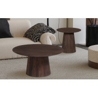 Table ronde collection MITCHEL en bois exotique de manguier brun diamètre 80 cm