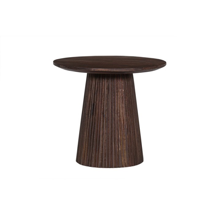 Table basse ronde collection MITCHEL en bois exotique de manguier brun diamètre 50 cm