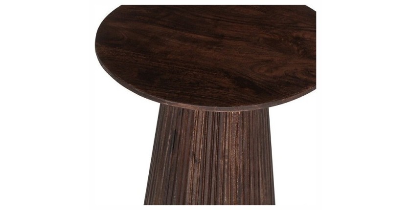 Table basse ronde collection MITCHEL en bois exotique de manguier brun diamètre 50 cm