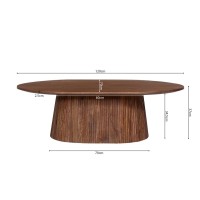 Table basse ovale collection MITCHEL en bois exotique de manguier brun clair 120x70cm