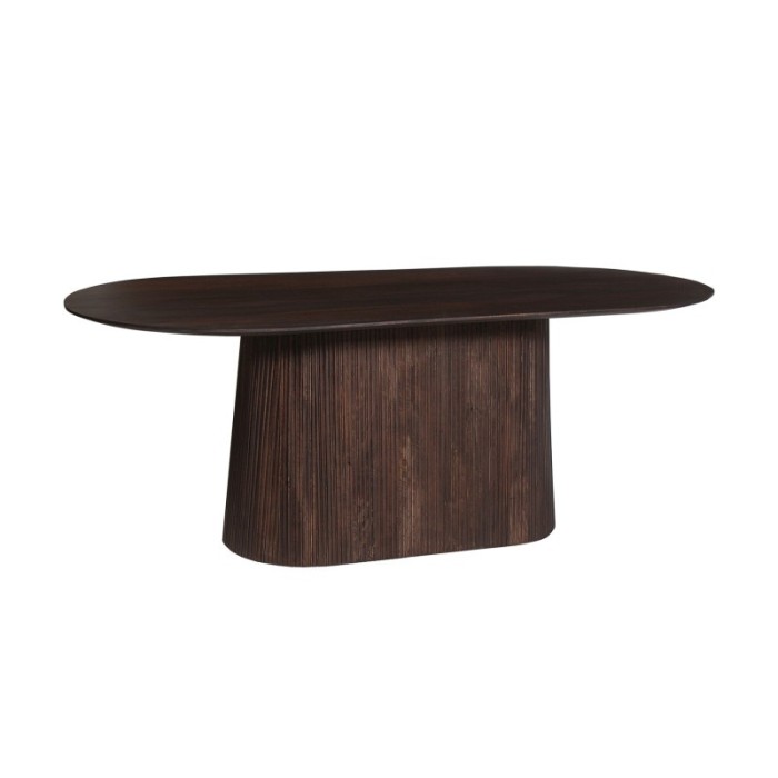 Table basse ovale collection MITCHEL en bois exotique de manguier brun foncé 200x100cm