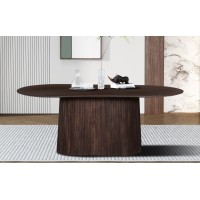 Table basse ovale collection MITCHEL en bois exotique de manguier brun foncé 200x100cm