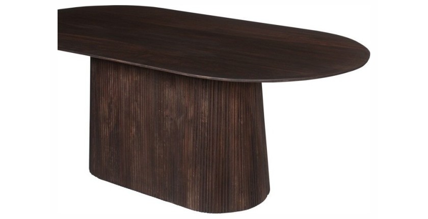 Table basse ovale collection MITCHEL en bois exotique de manguier brun foncé 200x100cm