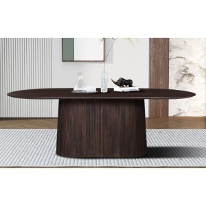 Table ovale collection MITCHEL en bois exotique de manguier brun foncé 230x110cm