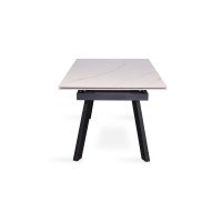 Table à manger collection LAROS en métal avec plateau blanc en pierre extensible jusqu'à 240cm