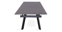 Table à manger collection LAROS en métal avec plateau noir en pierre extensible jusqu'à 240cm