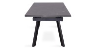 Table à manger collection LAROS en métal avec plateau noir en pierre extensible jusqu'à 240cm