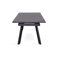 Table à manger collection LAROS en métal avec plateau noir en pierre extensible jusqu'à 240cm