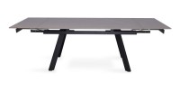 Table à manger collection LAROS en métal avec plateau noir en pierre extensible jusqu'à 240cm