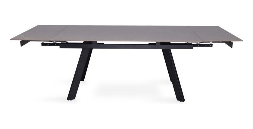 Table à manger collection LAROS en métal avec plateau noir en pierre extensible jusqu'à 240cm