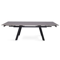 Table à manger collection LAROS en métal avec plateau noir en pierre extensible jusqu'à 240cm