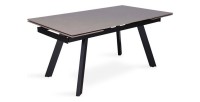 Table à manger collection LAROS en métal avec plateau noir en pierre extensible jusqu'à 240cm