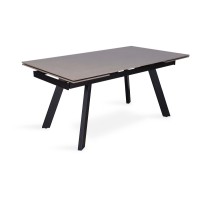 Table à manger collection LAROS en métal avec plateau noir en pierre extensible jusqu'à 240cm