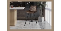 Tabouret de bar style vintage coloris brun foncé. Collection PALMADE