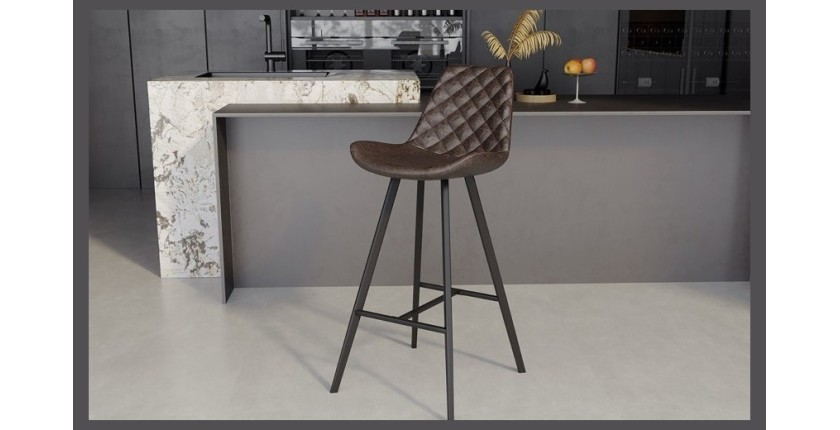 Tabouret de bar style vintage coloris brun foncé. Collection PALMADE