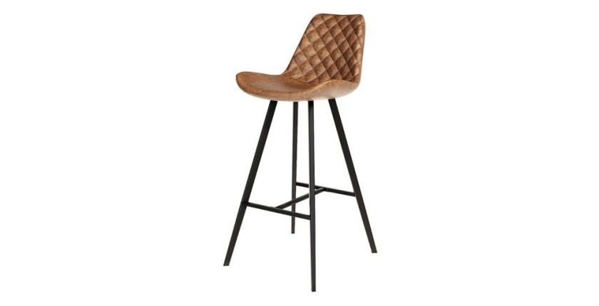 Tabouret de bar style vintage coloris cognac. Collection PALMADE