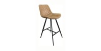 Tabouret de bar style vintage coloris cognac. Collection PALMADE