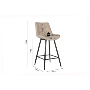 Tabouret de bar style vintage coloris beige. Collection PALMADE