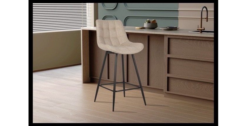 Tabouret de bar style vintage coloris beige. Collection PALMADE