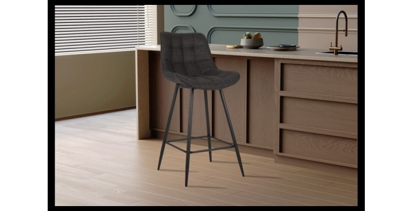 Tabouret de bar style vintage coloris gris foncé. Collection PALMADE