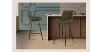 Tabouret de bar style vintage coloris vert. Collection PALMADE