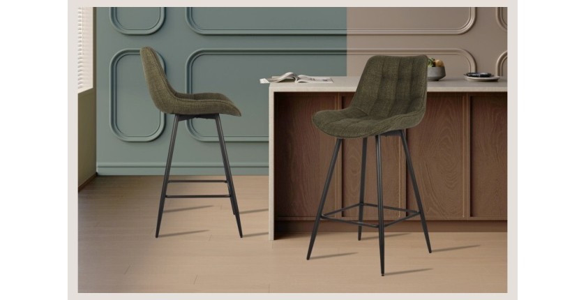 Tabouret de bar style vintage coloris vert. Collection PALMADE