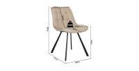 Chaise PALMADE Tissus Beige, dimension L51xH80xP61 cm, idéal pour votre cuisine ou salle à manger