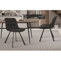 Chaise collection PALMADE Tissus Gris foncé, dimension L51xH80xP61 cm, idéal pour votre cuisine ou salle à manger