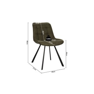 Chaise collection PALMADE Tissus Vert, dimension L51xH80xP61 cm, idéal pour votre cuisine ou salle à manger