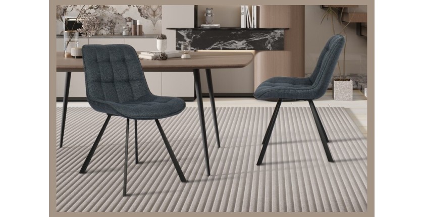 Chaise collection PALMADE Tissus Bleu foncé, dimension L51xH80xP61 cm, idéal pour votre cuisine ou salle à manger