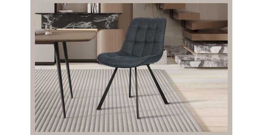 Chaise collection PALMADE Tissus Bleu foncé, dimension L51xH80xP61 cm, idéal pour votre cuisine ou salle à manger