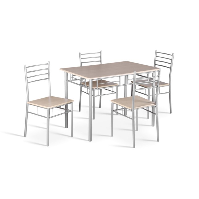 Table à manger avec ses 4 chaises idéal petit espace - Papier décor chêne sonoma