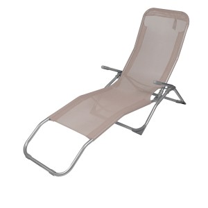 Chaise longue / bain de soleil coloris Taupe 185x95x61cm