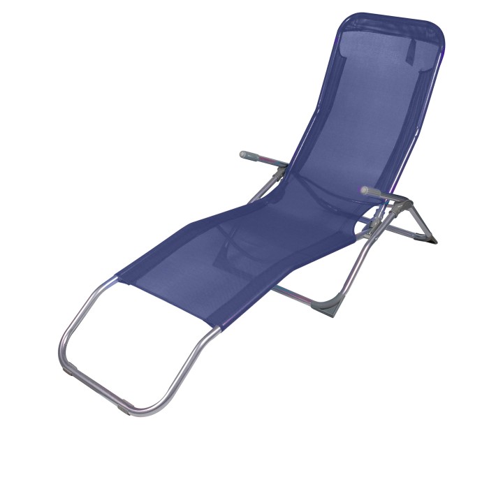 Chaise longue / bain de soleil coloris Bleu marine 185x95x61cm