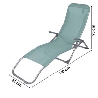 Chaise longue / bain de soleil coloris Bleu gris 185x95x61cm