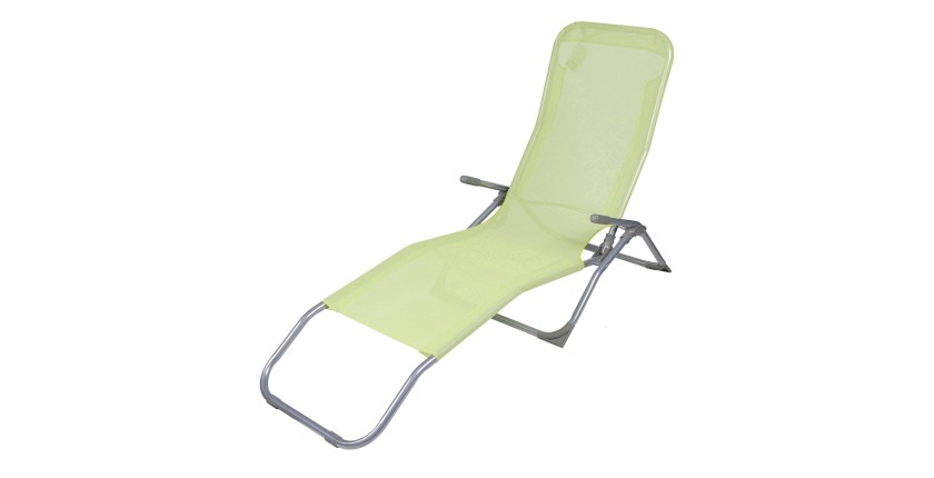 Chaise longue / bain de soleil coloris Jaune anis 185x95x61cm