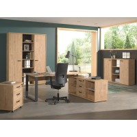 Bureau professionnel droit 200cm coloris chêne doré et noir collection DEPÉ