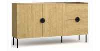 Ensemble meubles salon : Meuble TV 200 cm, table basse, buffet, chêne, collection MONDO