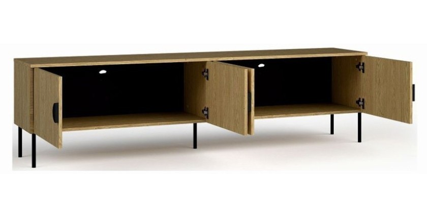 Ensemble meubles salon : Meuble TV 200 cm, table basse, buffet, chêne, collection MONDO