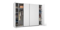 Armoire 4 Portes avec Penderie - Blanc - Collection STAR