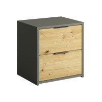 Chambre compléte design IZO : Armoire, lit 160x200, commode, chevets, chêne/gris anthracite