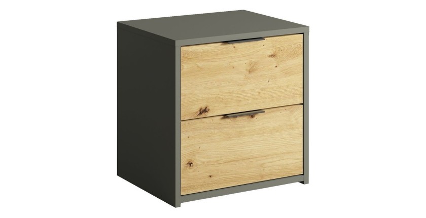 Chambre compléte design IZO : Armoire, lit 180x200, commode, chevets, chêne/gris anthracite