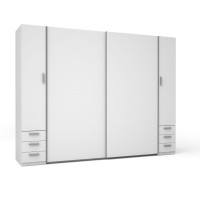 Armoire 4 Portes avec 6 Tiroirs - Blanc - Collection STAR