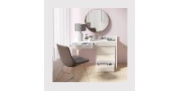 Bureau, Coiffeuse design avec deux tiroirs collection SHERRY coloris blanc finitions brillantes